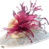 Hats by Katie Accessories | Cream Sinamay Straw With Mauve Feathers