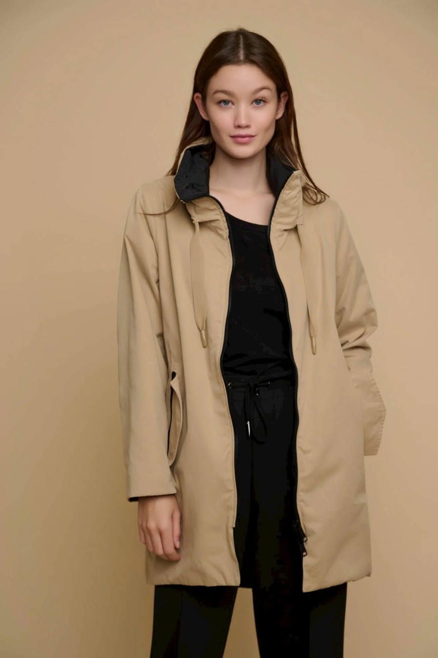 Rino & Pelle Jackets | Brazil Reversible Coat In Sand/Black