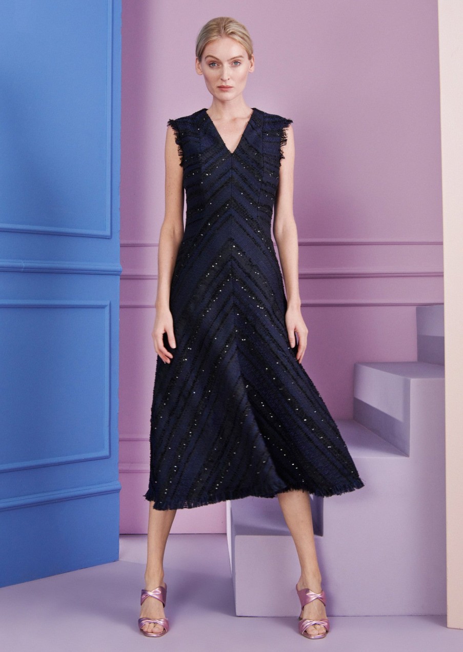 Talbot Runhof Dresses | Dorcey Midi Dress In Navy/Black