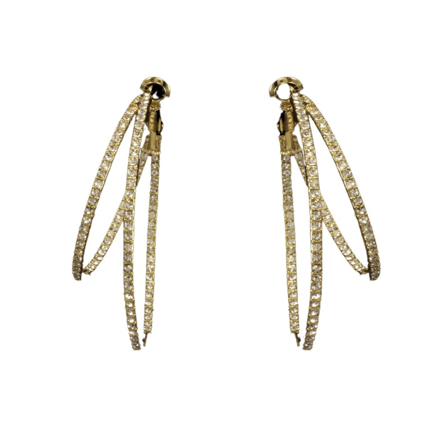 Beje Designs Accessories | Asymmetrical Double Pave Hoops - Gold