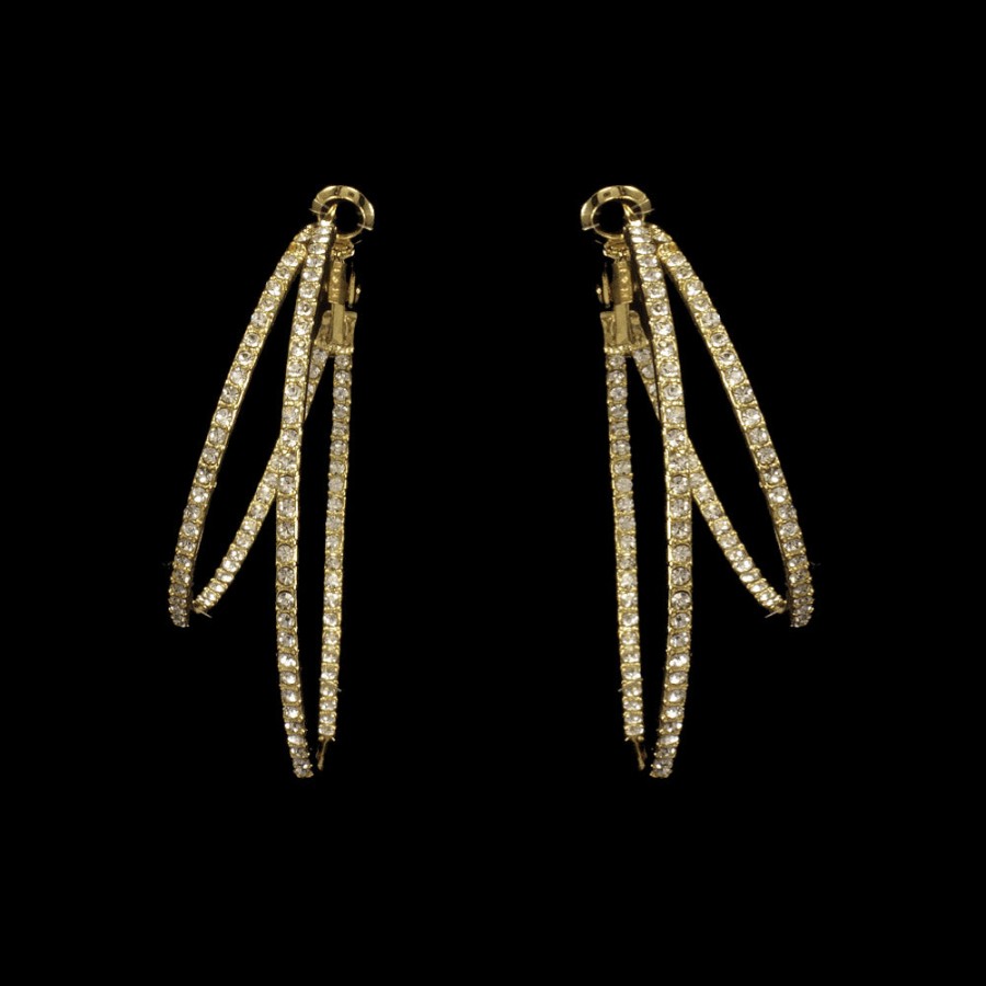 Beje Designs Accessories | Asymmetrical Double Pave Hoops - Gold