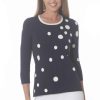 J'envie Tops | Multi Dot Top In Navy/White