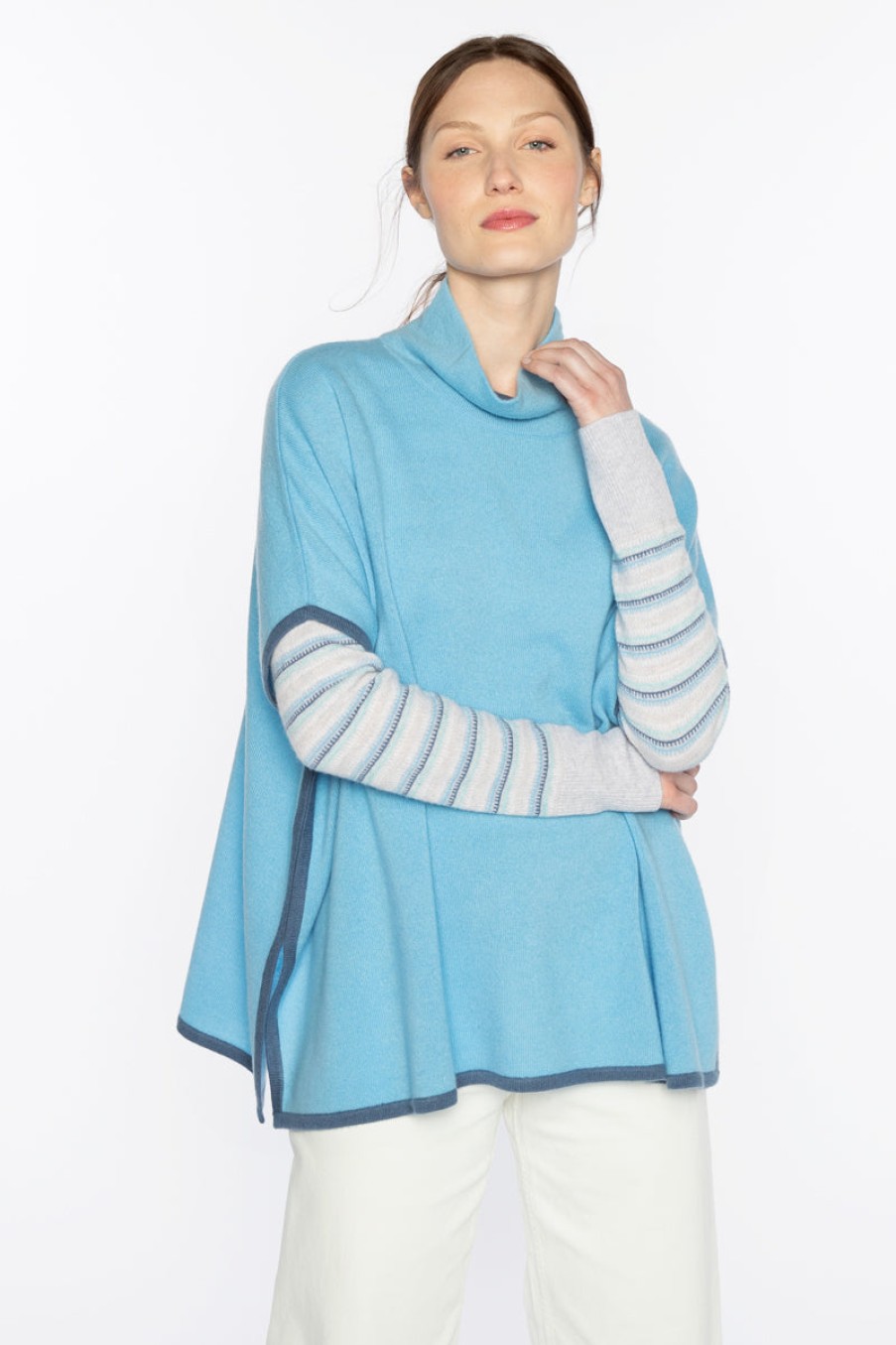 Kinross Cashmere Tops | Tipped Funnel Popover