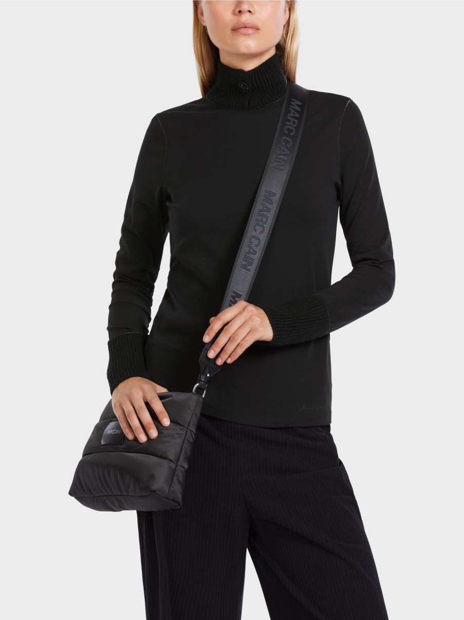 Marc Cain Tops | Long Sleeve With Material Mix In Black