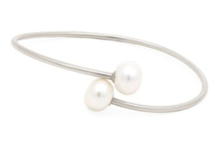 Sylvia Benson Accessories | Lantern Cuff Bracelet - Sterling Silver, Freshwater Pearl