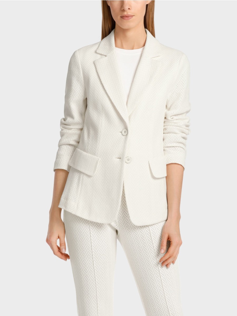 Marc Cain Jackets | Knitted Blazer In Off-White