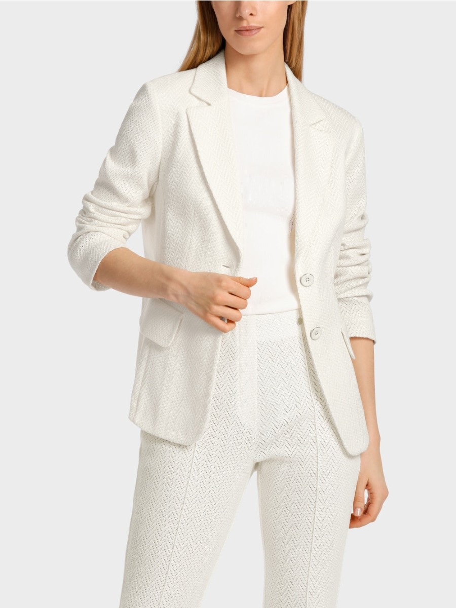 Marc Cain Jackets | Knitted Blazer In Off-White