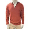 Mens Kinross Tops | Men'S Suede Trim Quarter Zip Mock In Sienna