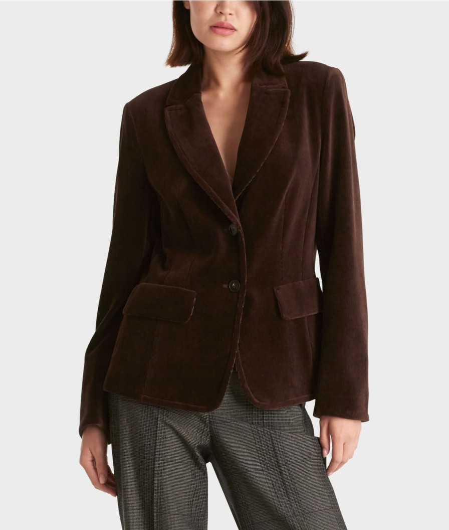 Marc Cain Jackets | Corduroy Blazer In Dark Wood