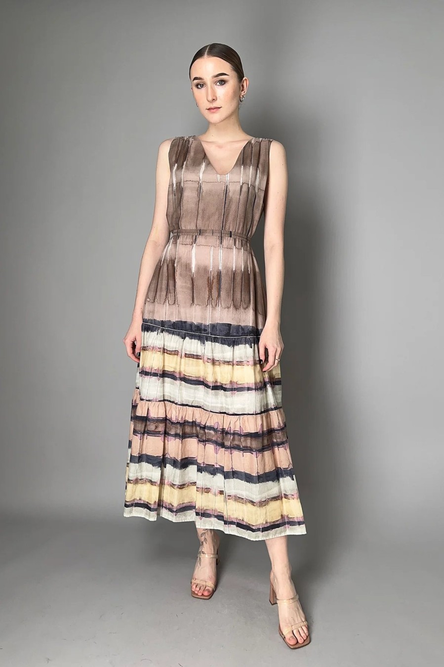 Peserico Dresses | Long Watercolor Dress In Sepia