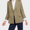 Marc Cain Jackets | Double Breasted Blazer With Woven Design - Green