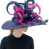 Hats by Katie Accessories | Large Brim Navy Fascinator