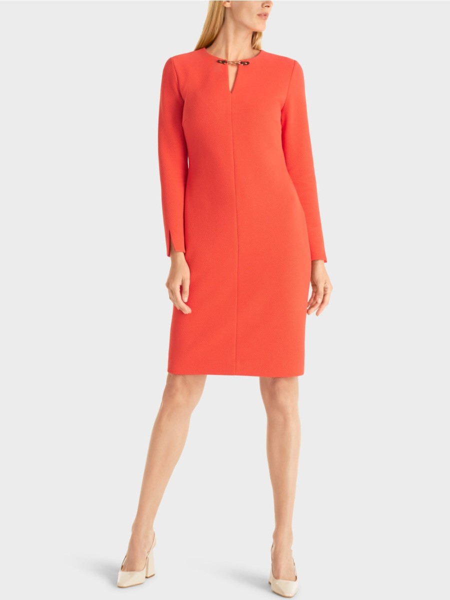 Marc Cain Dresses | Figure-Hugging Dress In Bright Tomato