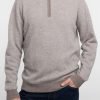 Mens Kinross Tops | Men'S Herringbone Quarter Zip In Seal/Silver