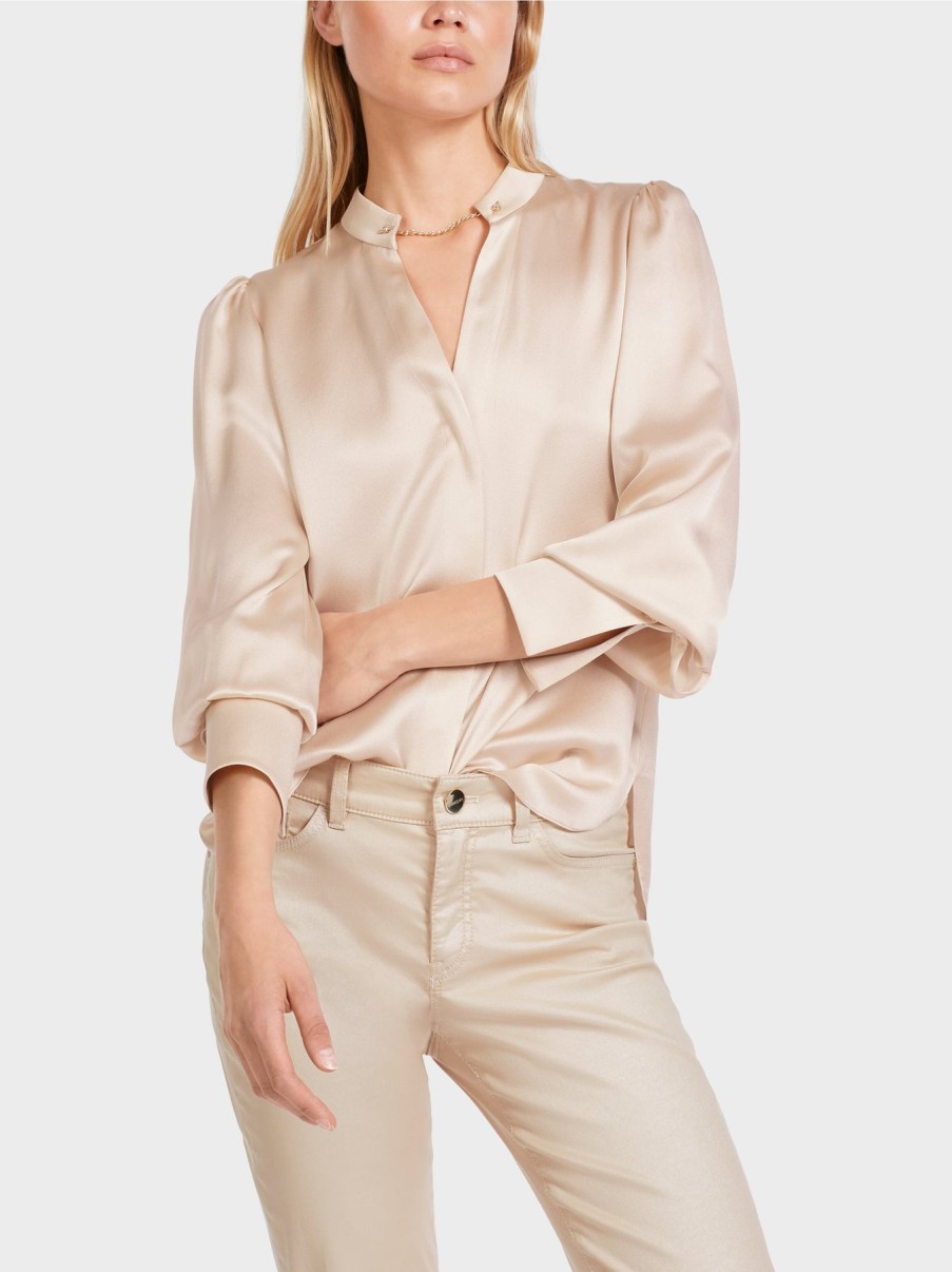 Marc Cain Tops | Elegant Silk Blouse In Soft Blossom