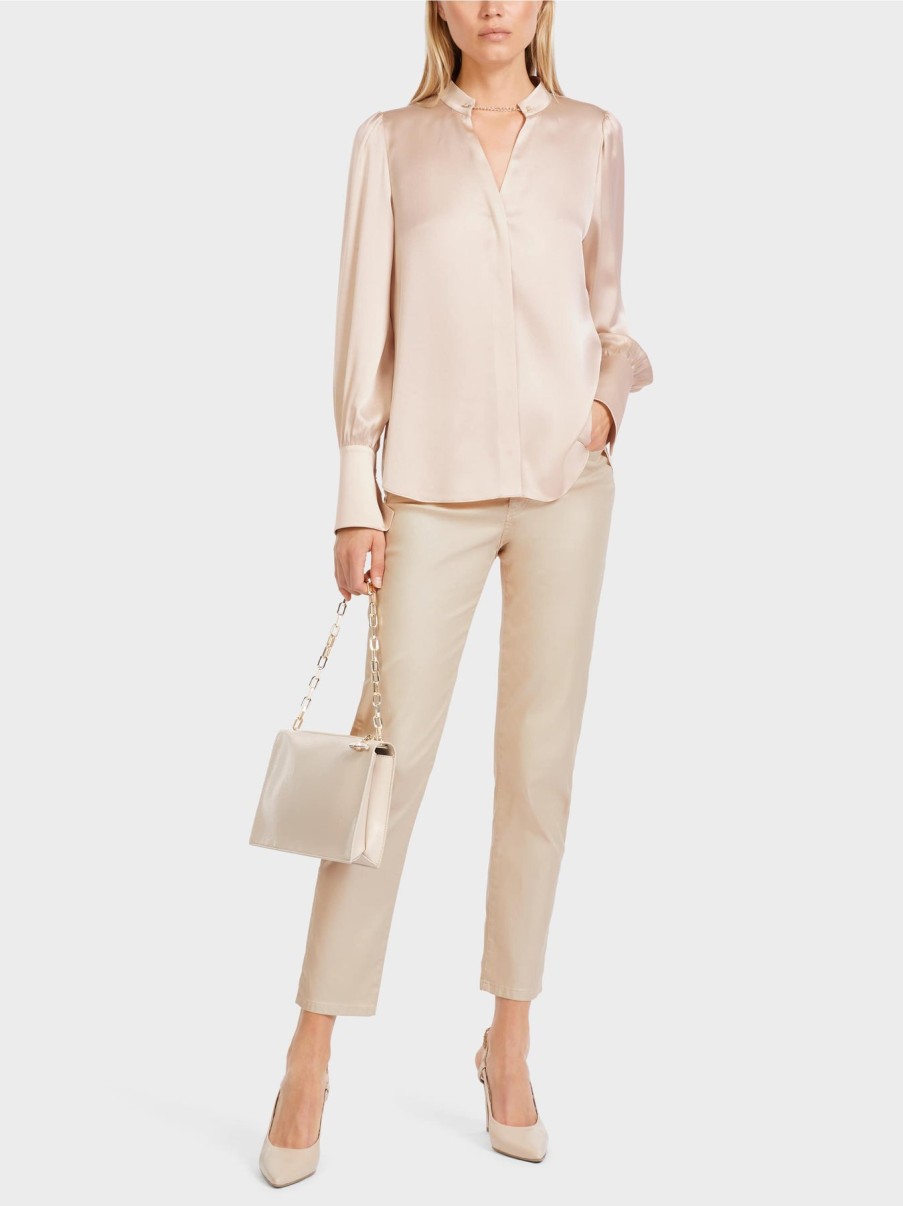 Marc Cain Tops | Elegant Silk Blouse In Soft Blossom