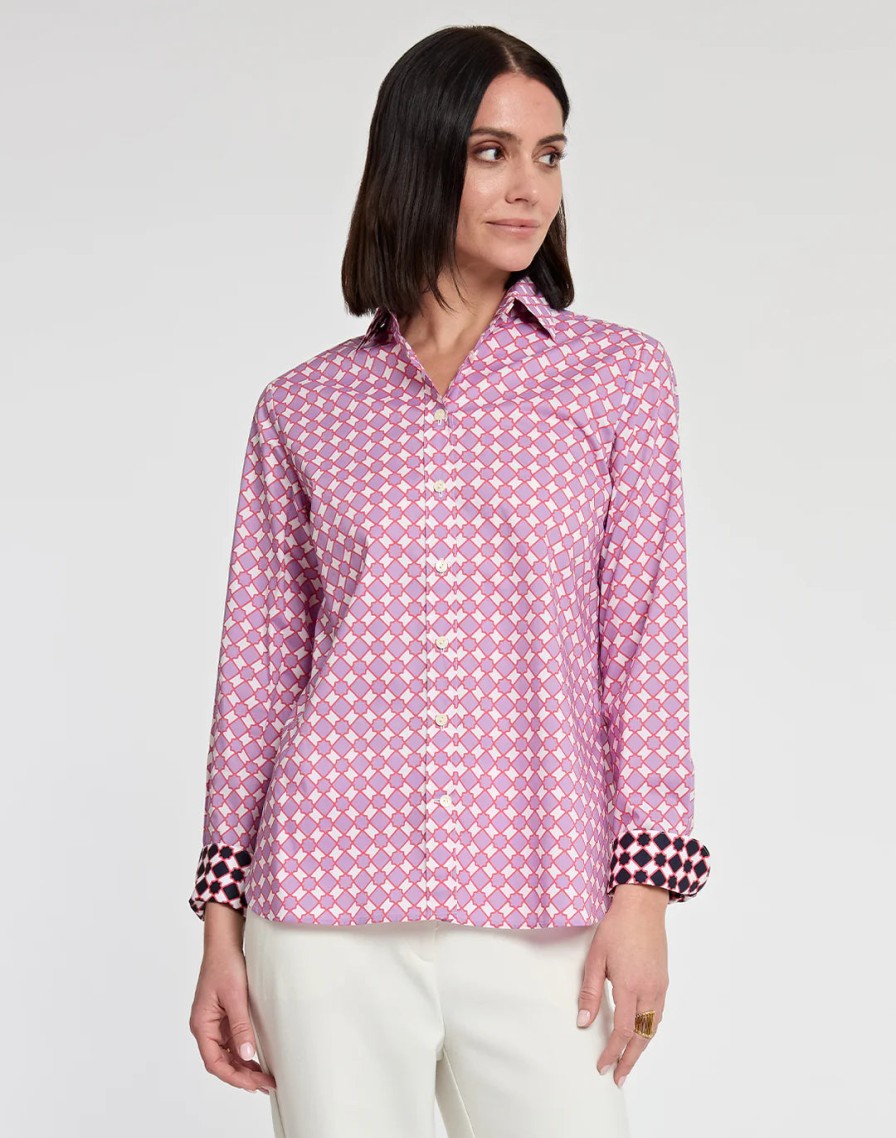 Hinson Wu Tops | Reese Tile Print Top In Amethyst Multi