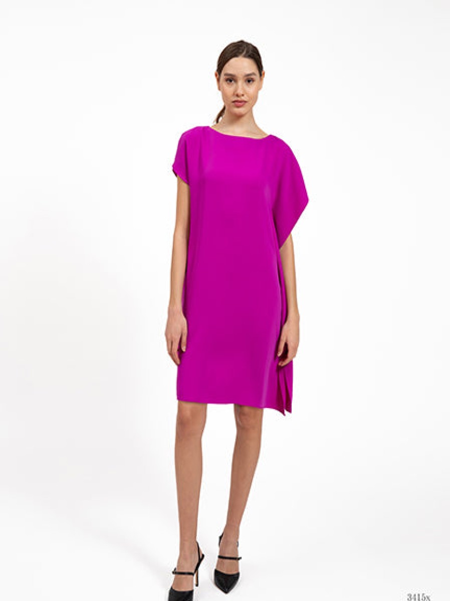 Bigio Dresses | Side Ruffle Dress In Magenta