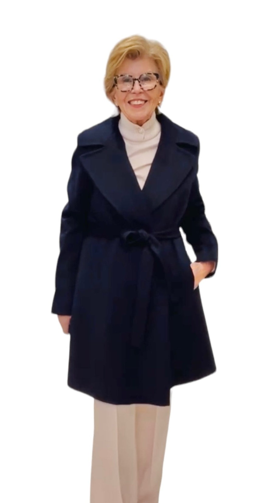 Fleurette Jackets | Cashmere Wrap Coat - Midnight