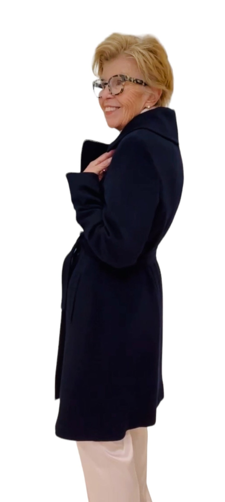 Fleurette Jackets | Cashmere Wrap Coat - Midnight