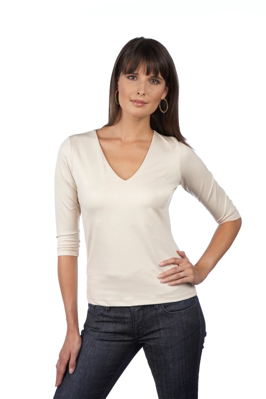 A'nue Tops | The 3/4 Sleeve V-Neck