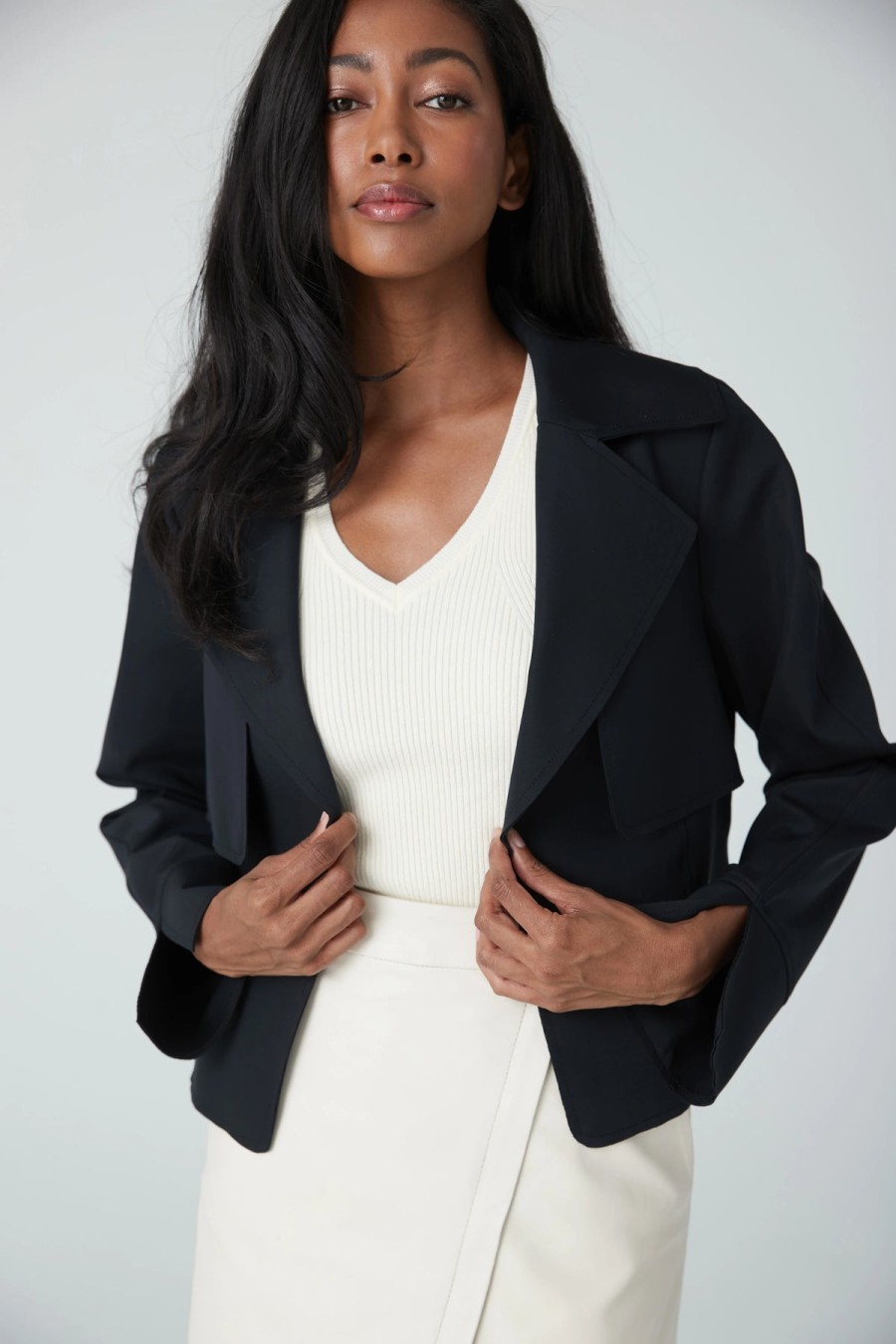 Iris Setlakwe Jackets | Crop Jacket With Storm Flap - Black