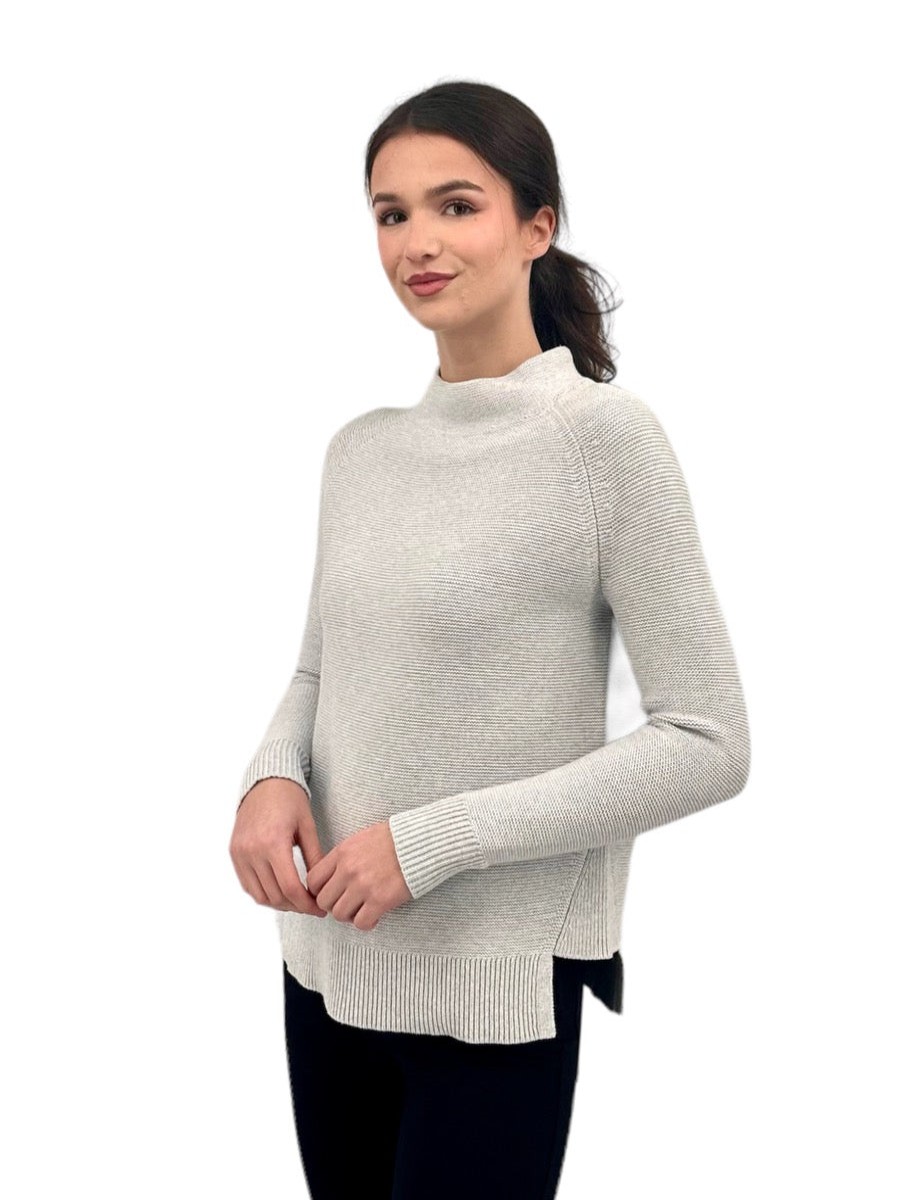 Kinross Cashmere Tops | Garter Stitch Funnel In Gris