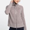 Kinross Cashmere Jackets | Plaited Funnel Zip Cardigan - Seal/Dune