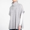 Kinross Cashmere Tops | Luxe Cable Cowl Popover - Silver