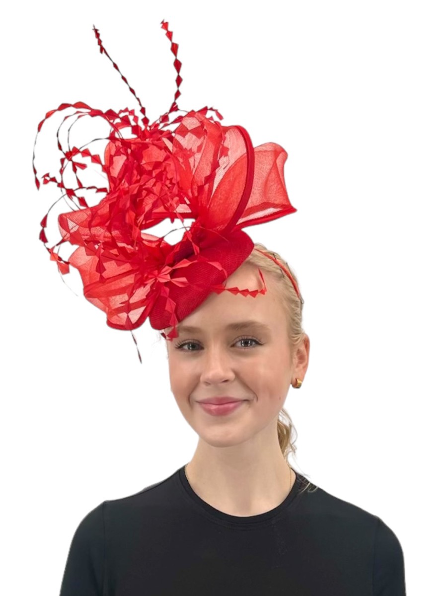 Hats by Katie Accessories | Red Disc Fascinator