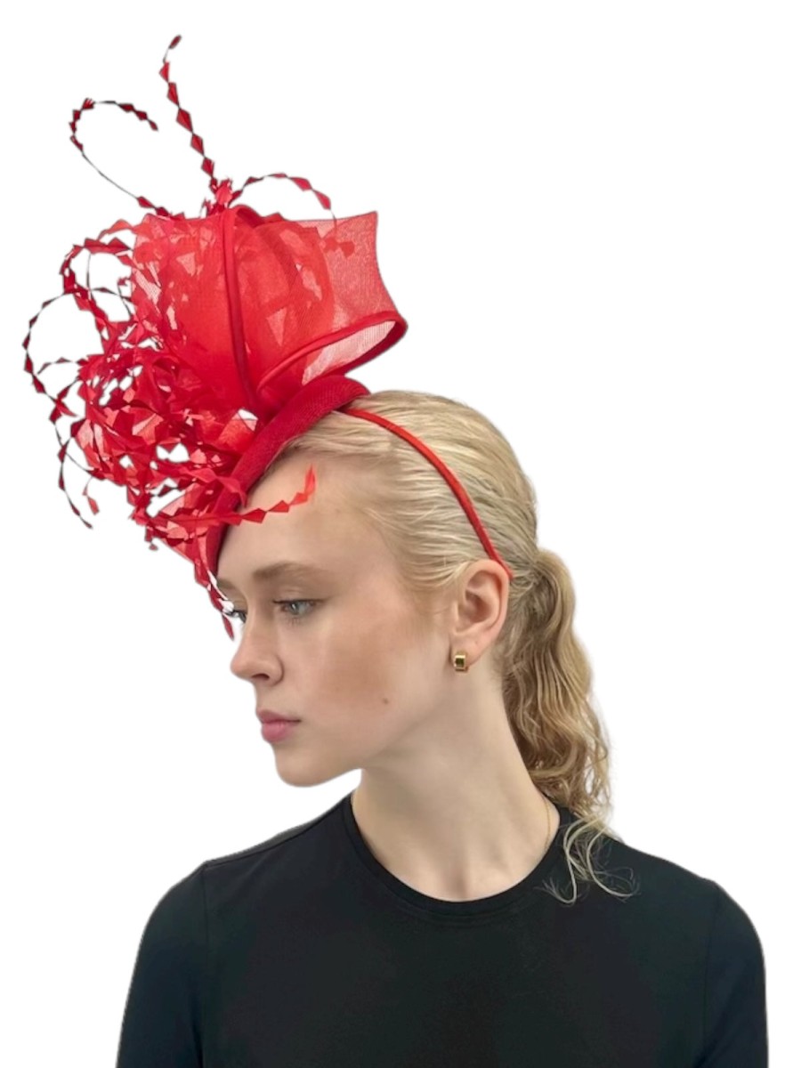 Hats by Katie Accessories | Red Disc Fascinator