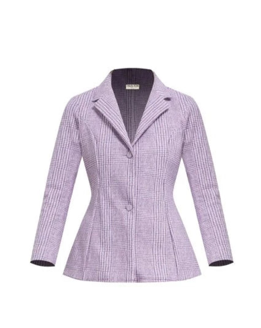 Chiara Boni Jackets | Fedora Printed Jacket - Plum Glen Plaid