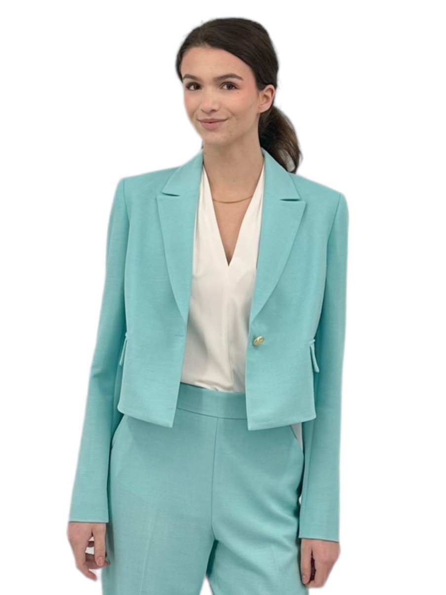 Iris Setlakwe Jackets | Short Jacket With Flap Pockets In Aqua