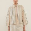 Peserico Tops | Striped Shirt In Muslin Bellini