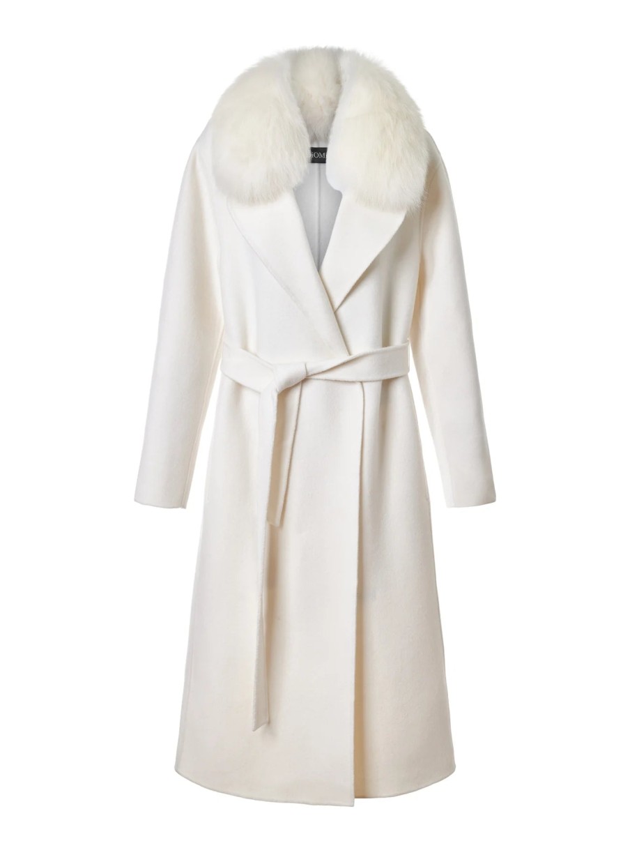 Diomi Jackets | Double Breasted Wrap Coat - Ivory