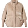 Diomi Jackets | Mink Goose Down Puffer Jacket W/ Knitted Sleeves In Cream