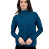 Kinross Cashmere Tops | Textured Slouchy Funnel In Ocean