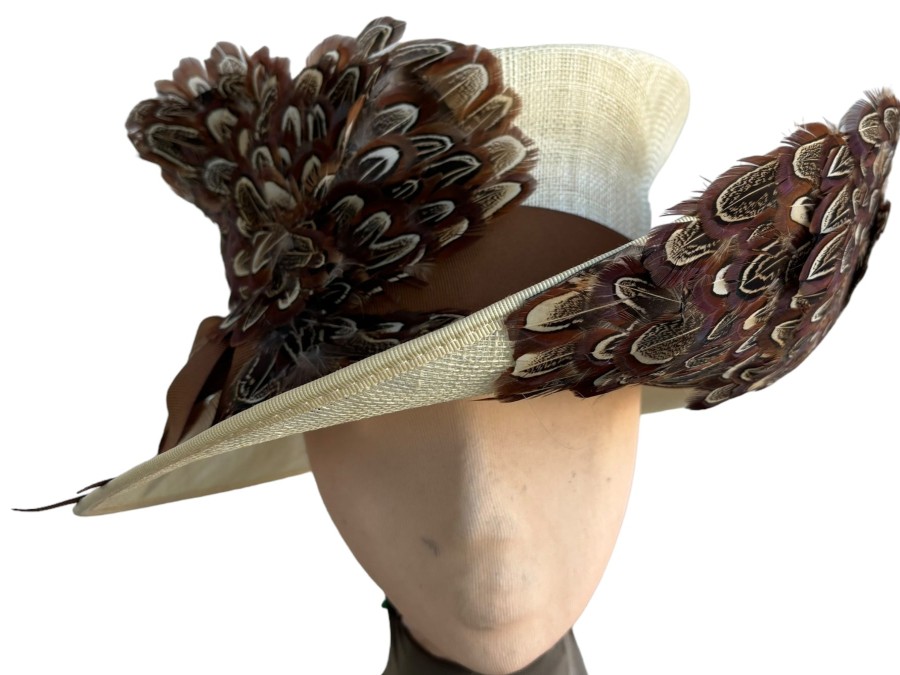 Hats by Katie Accessories | Cream Upside Sinamay Straw Hat