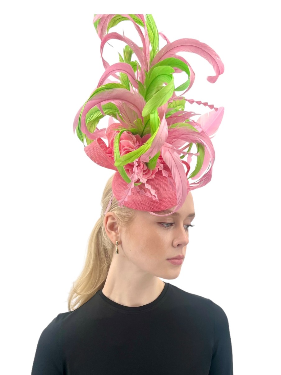 Hats by Katie Accessories | Pink/Green Fascinator