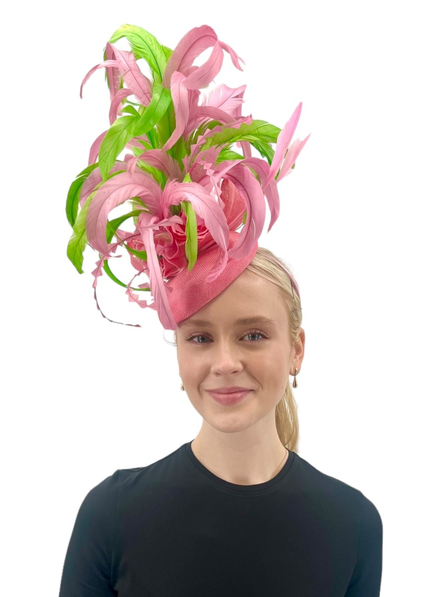 Hats by Katie Accessories | Pink/Green Fascinator