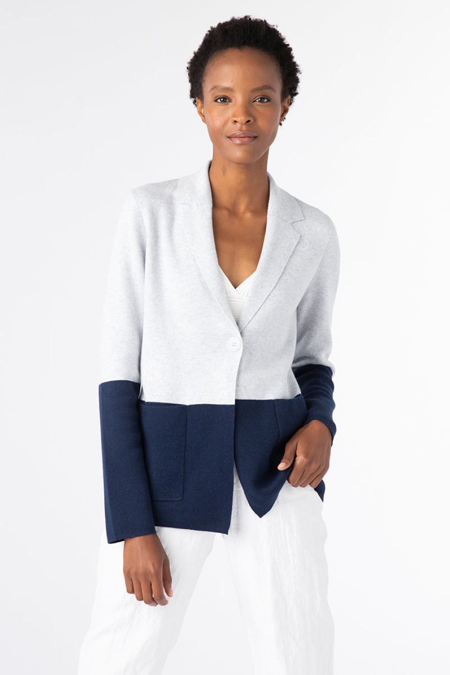 Kinross Cashmere Jackets | Blazer - White/Gris