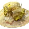 Hats by Katie Accessories | Large Brim Yellow Sinamay Straw Hat