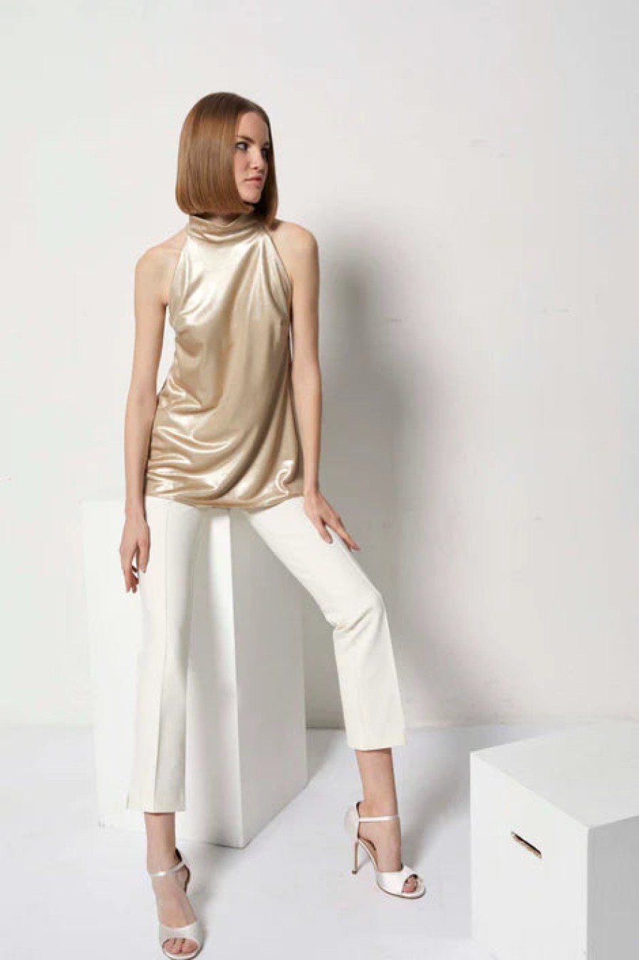 Chiara Boni Tops | Tiffy Splendid Gold Shimmer Top