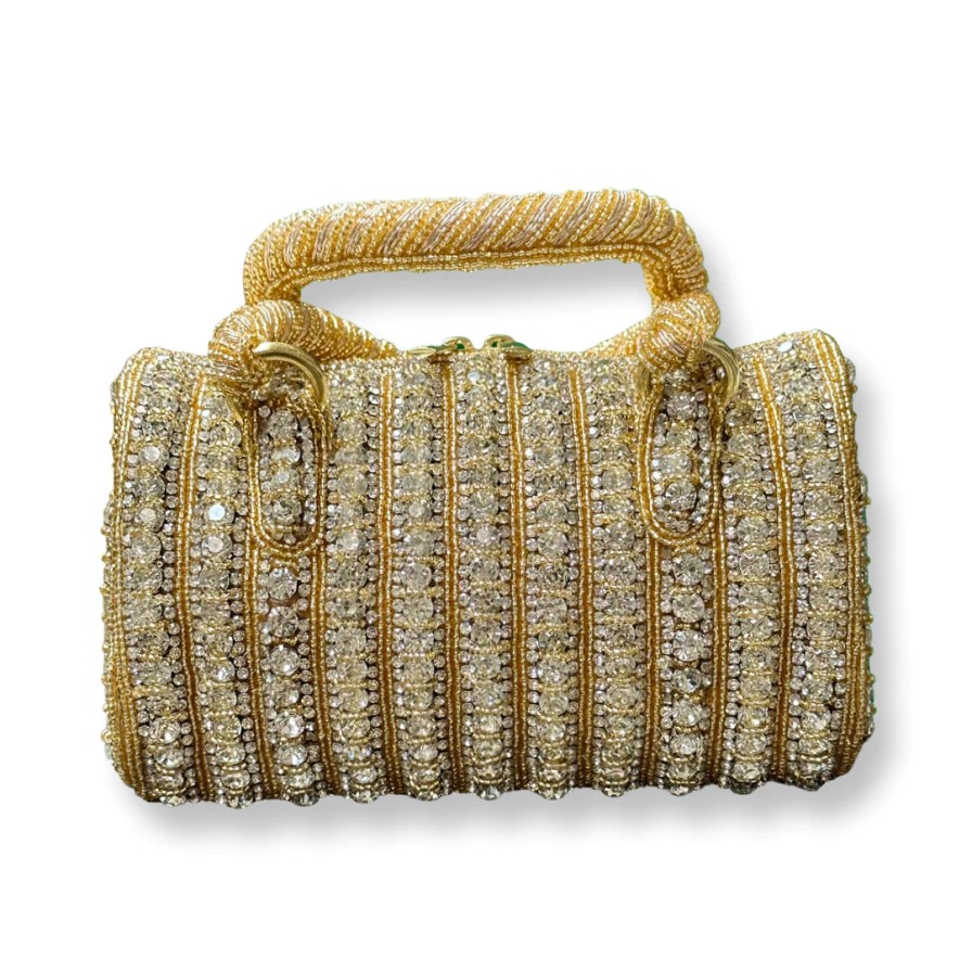 David Jeffery Accessories | Mini Gold Diamond & Beaded Purse