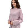 Kinross Cashmere Tops | Plaited Easy Funnel In Orchid/Birch