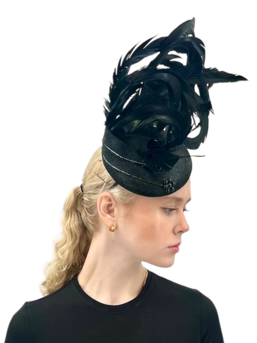 Hats by Katie Accessories | Black/Silver Headband Fascinator