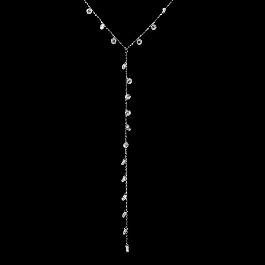 Beje Designs Accessories | Y Necklace With Clear Cz - Gold