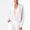 Kinross Cashmere Jackets | Plaited Crop Cardigan - Ivory/Silver