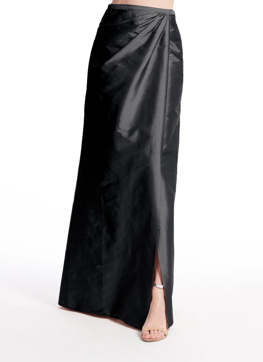 Emily Shalant Skirts | Taffeta Slim Wrap Skirt - Black