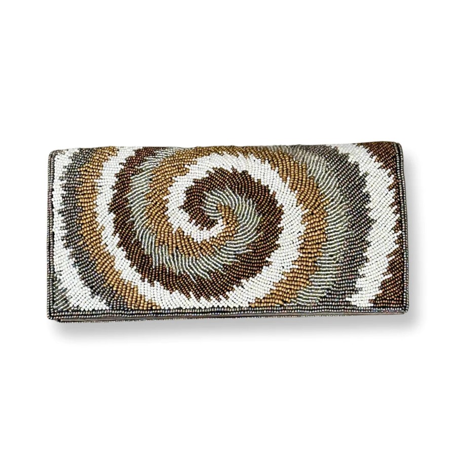 David Jeffery Accessories | Silver, Gold, Ivory, Swill Beaded Clutch